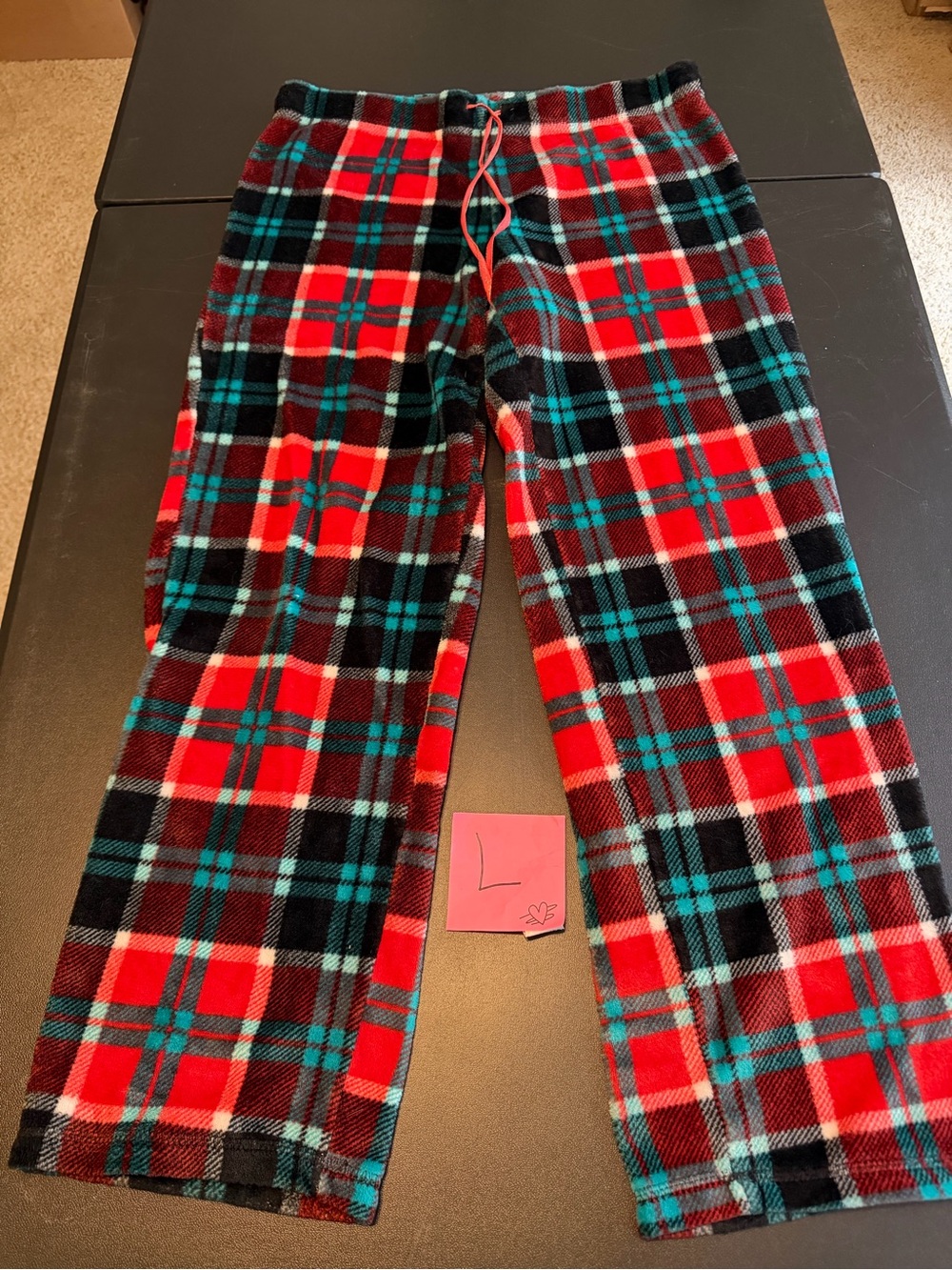 Secret Treasures Red, Teal & Black Plaid Fleece Pajama Pants
